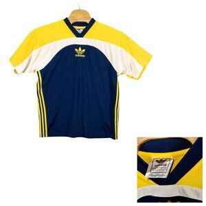 Vtg Adidas Soccer Jersey‎ Trefoil Mens Large Futbol 90s Silver Tag Made In Macau